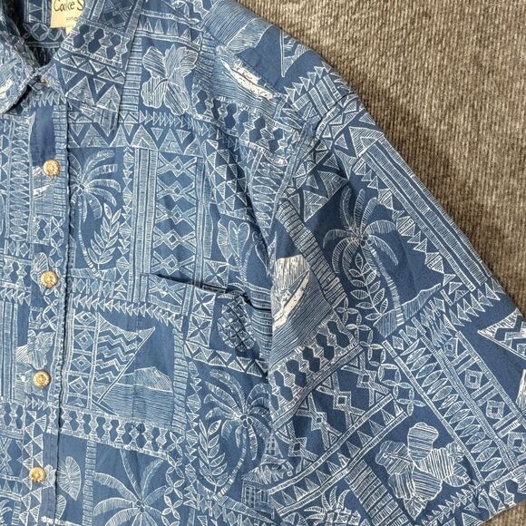 Cooke Street Honolulu Hawaiian Shirt Men M Blue Short Sleeve Pineapple Button Up - Picture 7 of 11